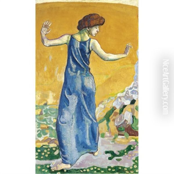 Frohliches Weib (joyful Woman) Oil Painting by Ferdinand Hodler