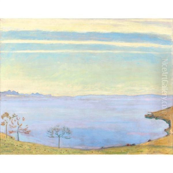 Genfersee Von Chexbres Aus (lake Geneva, View From Chexbres) Oil Painting by Ferdinand Hodler