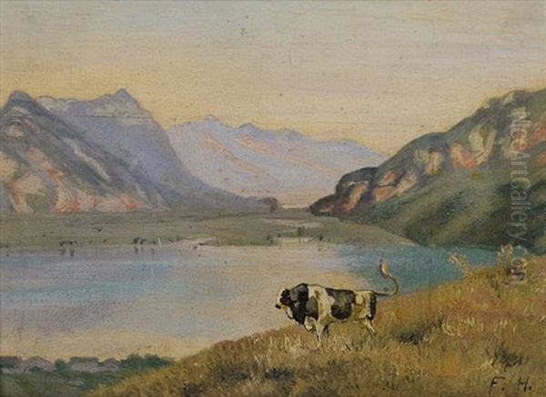 Thuner- Und Brienzersee Mit Freiburgerstier Oil Painting by Ferdinand Hodler