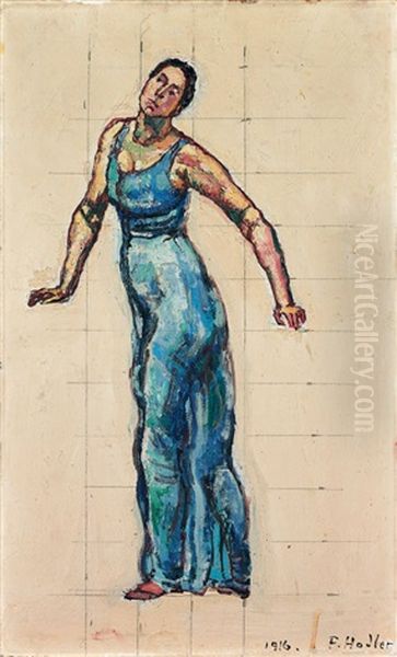 Studie Zu Blick In Die Unendlichkeit, Zur Zweiten Figur Von Links Oil Painting by Ferdinand Hodler