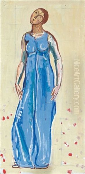 Frauenfigur Zu Blick In Die Unendlichkeit (female Figure For Glance Into Infinity) Oil Painting by Ferdinand Hodler