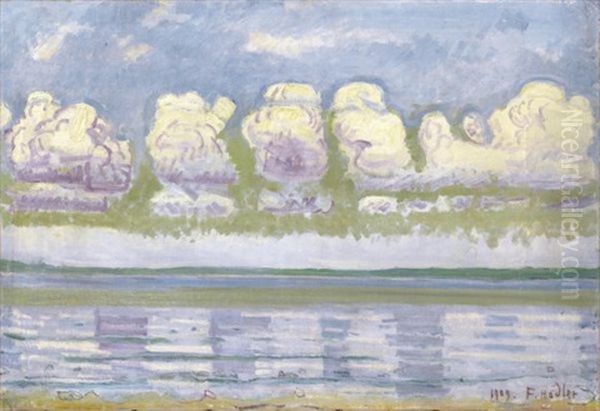 Genfersee Mit Jura - Landschaftlicher Formenrhythmus (lake Geneva With Jura - Landscape Rhythm Of Forms) Oil Painting by Ferdinand Hodler