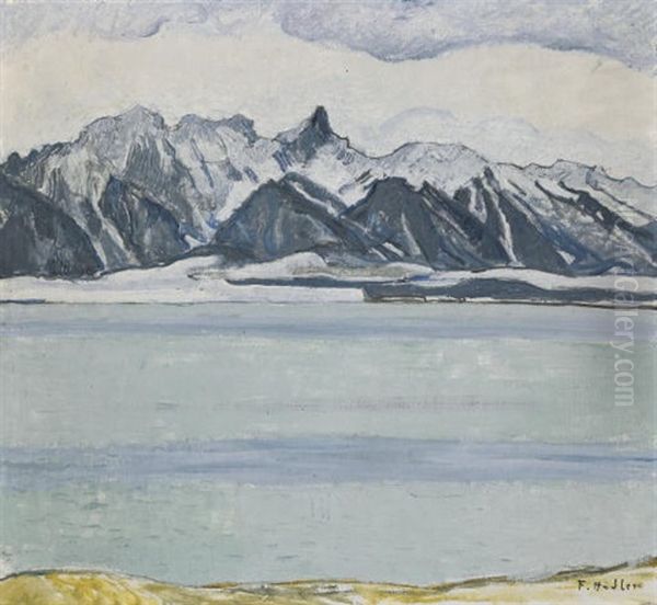 Thunersee Mit Stockhornkette Im Winter Oil Painting by Ferdinand Hodler