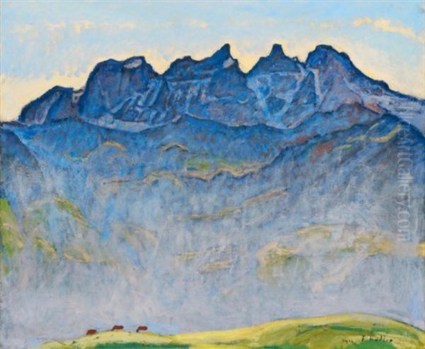 Die Dents Du Midi (the Dents Du Midi) Oil Painting by Ferdinand Hodler