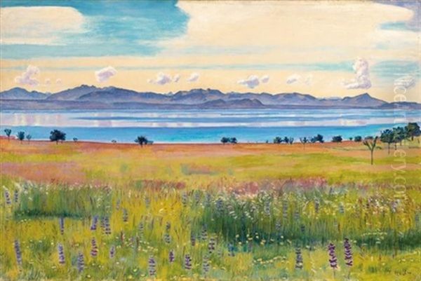 Der Genfersee Von Saint-prex Aus Oil Painting by Ferdinand Hodler