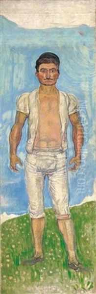 Der Schwinger (le Patre Lutteur) Oil Painting by Ferdinand Hodler