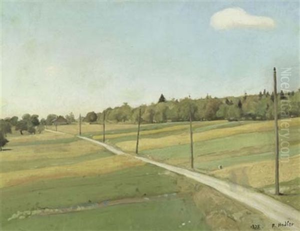 Landstrasse Mit Telegraphenstangen Oil Painting by Ferdinand Hodler