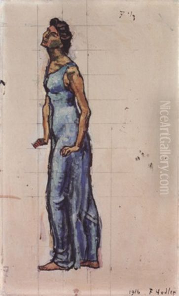 Blick In Die Unendlichtkeit, Zur Ersten Figur Links Oil Painting by Ferdinand Hodler