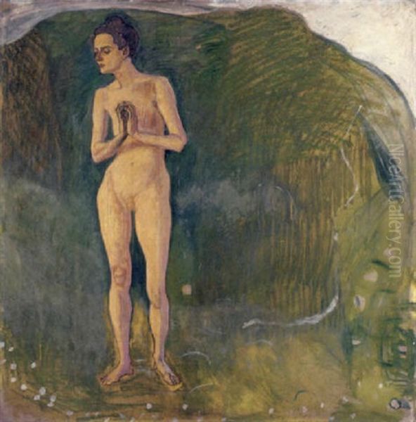 Weib Am Bach Oil Painting by Ferdinand Hodler