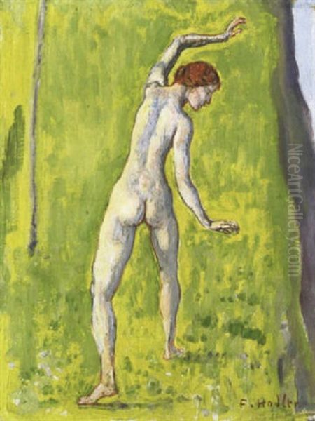 Femme Nue De Dos - La Folie De L'abime - Der Abgrund Oil Painting by Ferdinand Hodler