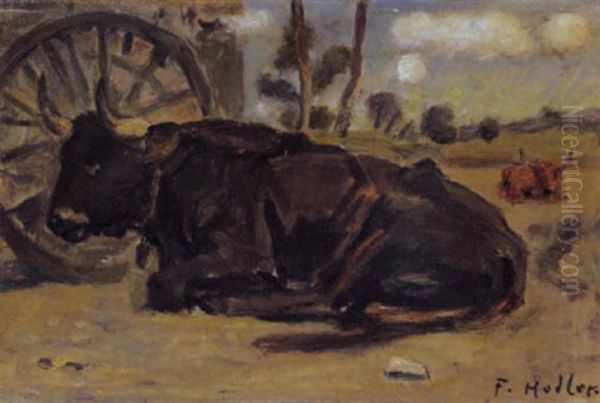 Le Taureau Accroupi Oil Painting by Ferdinand Hodler