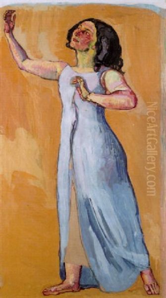 Giulia Leonardi In Ganzer Figur Oil Painting by Ferdinand Hodler