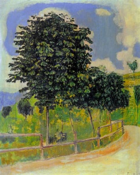 Kastanienbaum Am Wegrand Oil Painting by Ferdinand Hodler