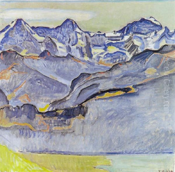 Eiger, Monch Und Jungfrau, Von Beatenberg Aus Oil Painting by Ferdinand Hodler