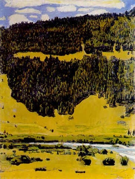 Sommerlandschaft Bei Zweilutschinen Oil Painting by Ferdinand Hodler