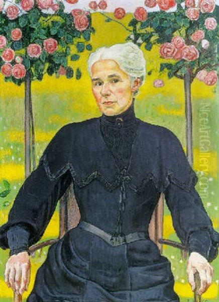 Bildnis Frau Julie Anna Demme Oil Painting by Ferdinand Hodler