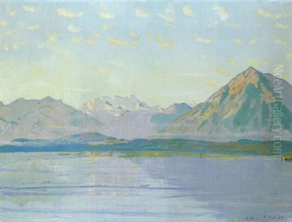 Am Thunersee, Blick Gegen Die Blumlisalp Oil Painting by Ferdinand Hodler