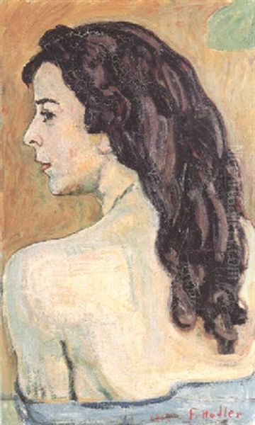 Femme Aux Cheveux Noirs Oil Painting by Ferdinand Hodler