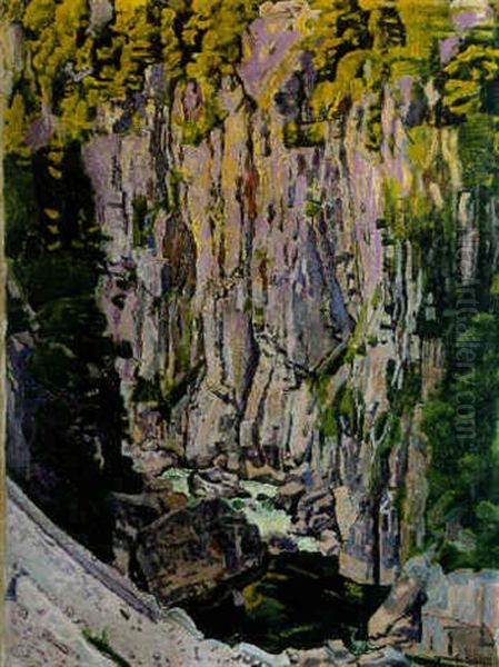 Aareschlucht Oil Painting by Ferdinand Hodler