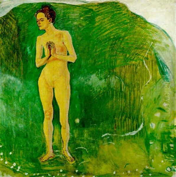 Weib Am Bach Oil Painting by Ferdinand Hodler