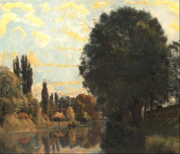 Aarekanal Bei Scherzligen Oil Painting by Ferdinand Hodler