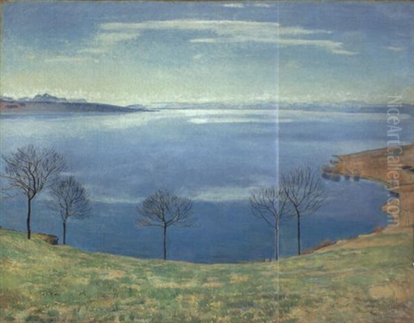 Der Genfersee Von Chexbres Aus - Dimanche Matin Oil Painting by Ferdinand Hodler