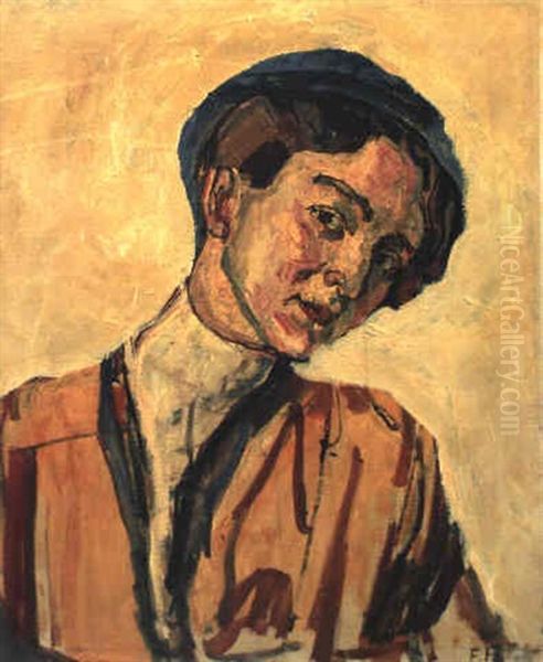 Damenbildnis Mit Blauer Mutze Oil Painting by Ferdinand Hodler