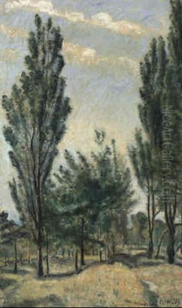 Baumbestandene Landschaft, Madrid Oil Painting by Ferdinand Hodler