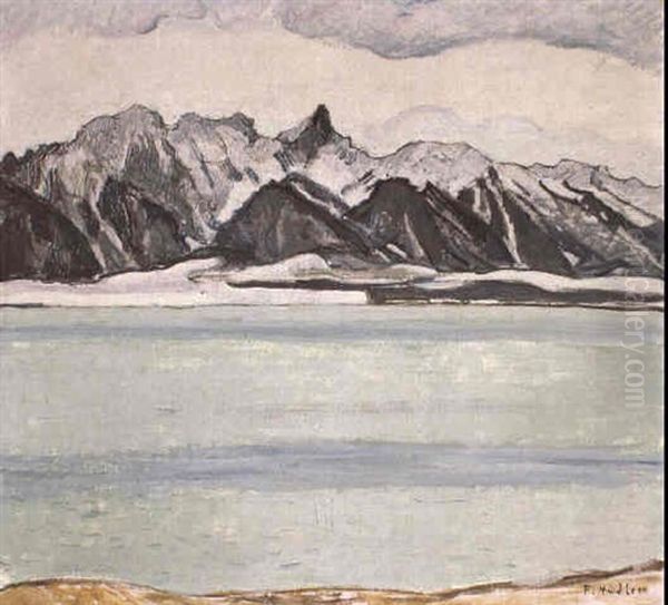 Thunersee Mit Stockhornkette Im Winter Oil Painting by Ferdinand Hodler