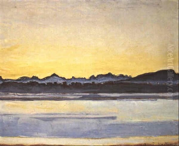 Genfersee Und Montblanc-kette Vor Sonnenaufgang Oil Painting by Ferdinand Hodler