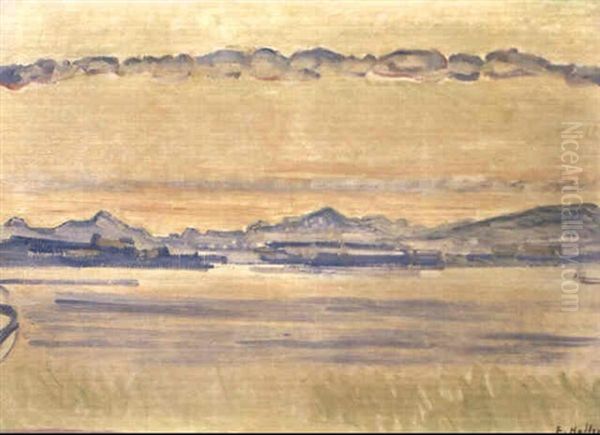 Genfersee Und Montblanc Vor Sonnenaufgang Oil Painting by Ferdinand Hodler