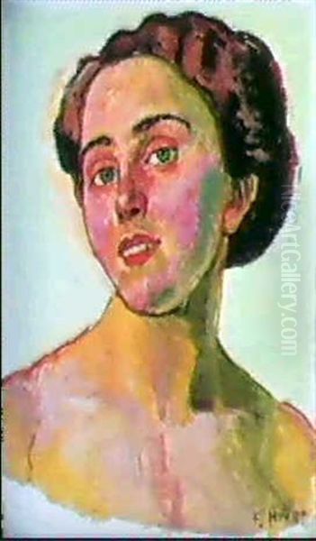 Weibliches Bildnes (gertrud Muller?) Oil Painting by Ferdinand Hodler