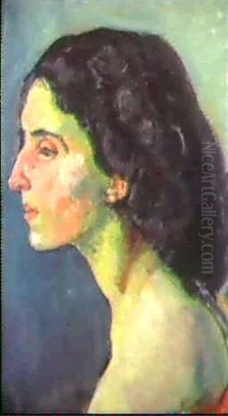 Kopf Einer Jungen Frau - Guilia Leonardi Oil Painting by Ferdinand Hodler