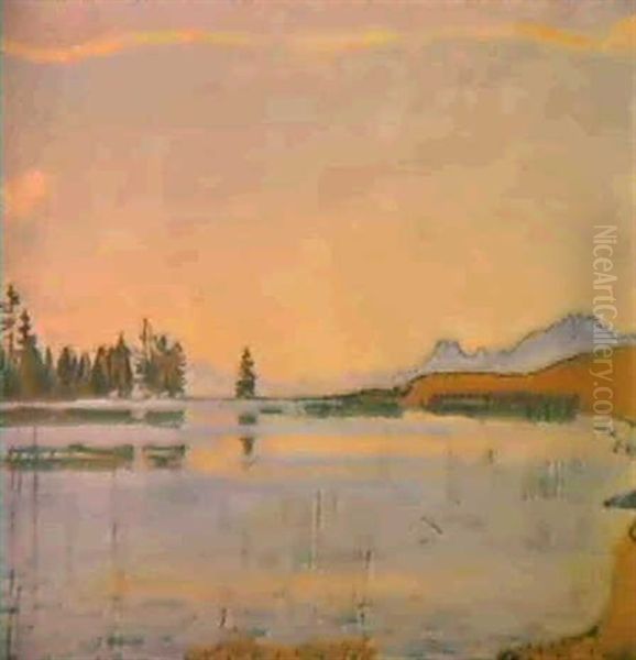 Montanasee Oil Painting by Ferdinand Hodler