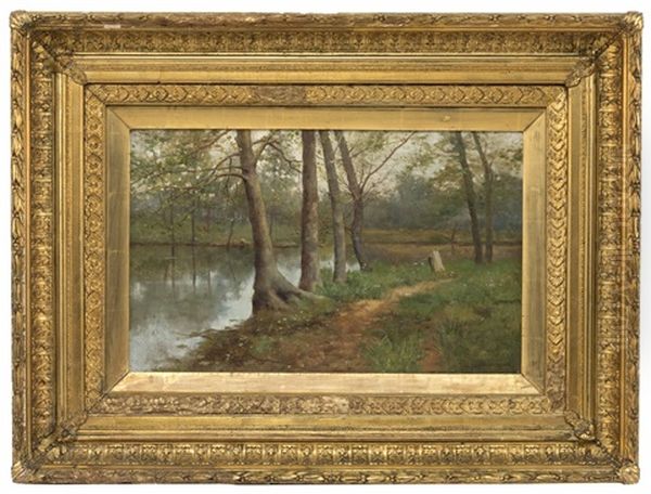 Forest Interior Oil Painting by Arthur Hoeber