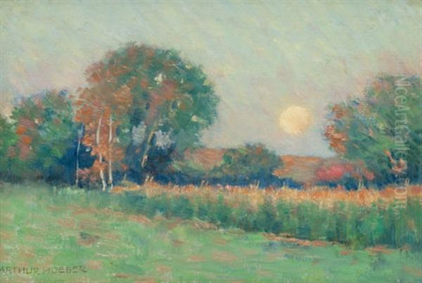 Summer Landscape At Sunset Oil Painting by Arthur Hoeber