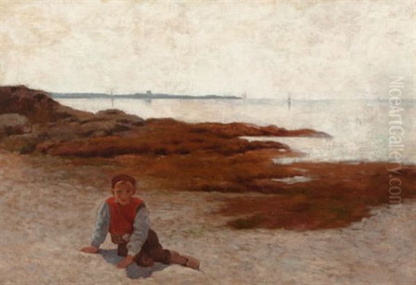 The Beach At Concarneau Oil Painting by Arthur Hoeber