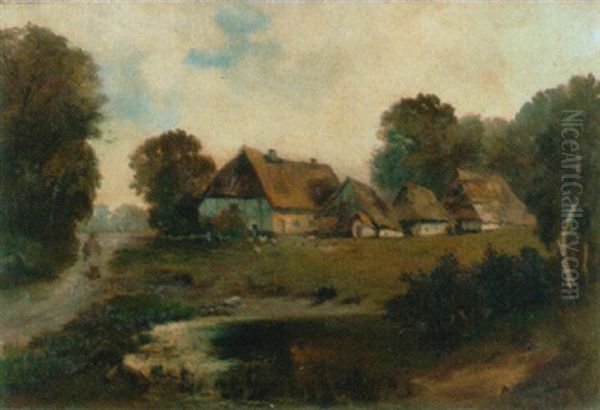 Sommerlandschaft Mit Gehoft And Staffage Oil Painting by Arthur Hoeber