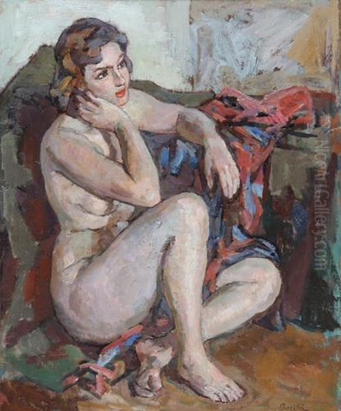 Nudo Seduto Oil Painting by Pietro Barilla