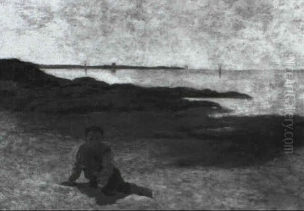 The Beach At Concarneau Oil Painting by Arthur Hoeber