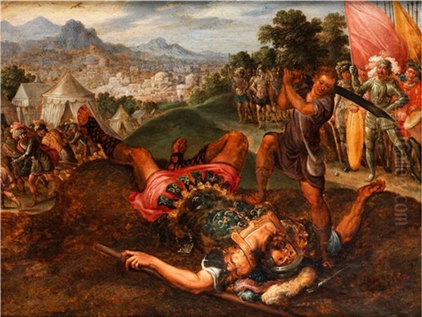 Enthauptet Den Philister Goliath Oil Painting by Gaspar van den Hoecke