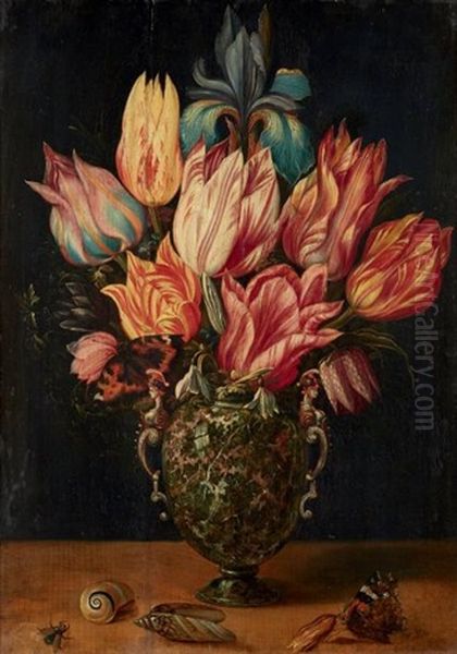 Tulipes Et Iris Dans Un Vase De Jaspe Oil Painting by Gaspar van den Hoecke