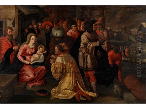 Die Heiligen Drei Konige In Anbetung Des Kindes Oil Painting by Gaspar van den Hoecke