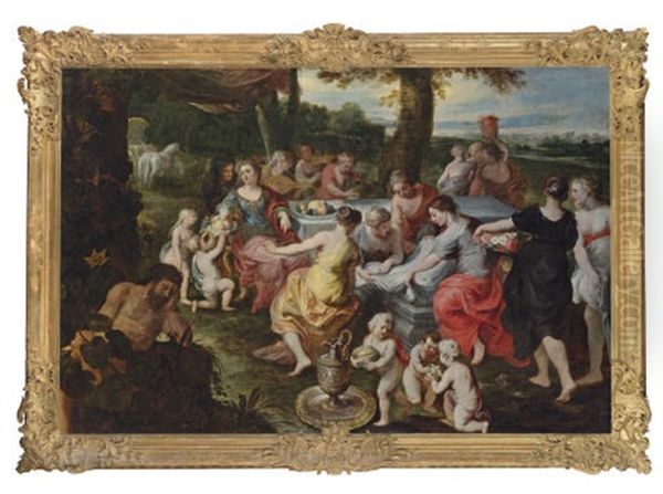 Nausicaa And Her Maidens Washing Oil Painting by Gaspar van den Hoecke