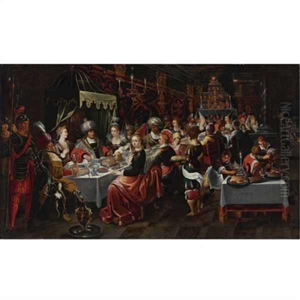 Balthasar's Feast Oil Painting by Gaspar van den Hoecke