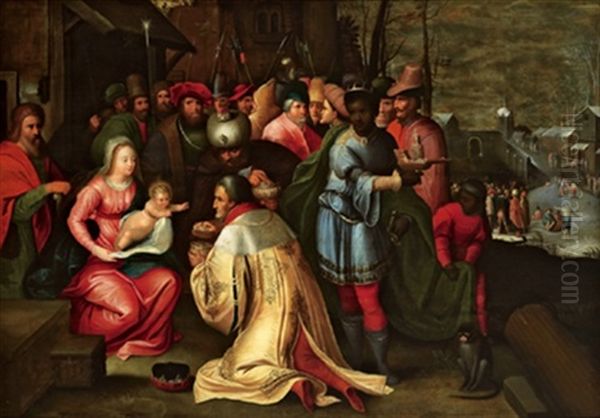 Die Anbetung Der Konige Oil Painting by Gaspar van den Hoecke