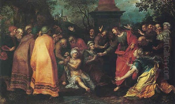 The Raising Of Lazarus Oil Painting by Gaspar van den Hoecke