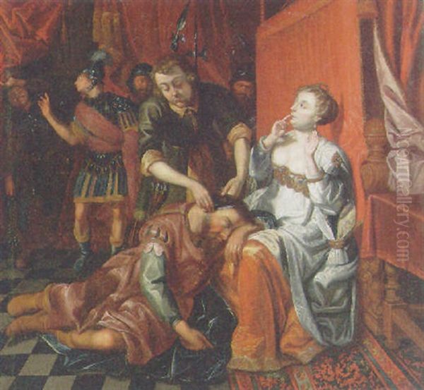 Samson And Delilah Oil Painting by Gaspar van den Hoecke