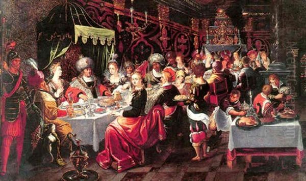 Balthasar's Feast Oil Painting by Gaspar van den Hoecke