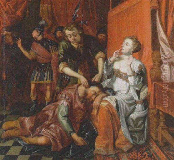 Samson And Delilah Oil Painting by Gaspar van den Hoecke